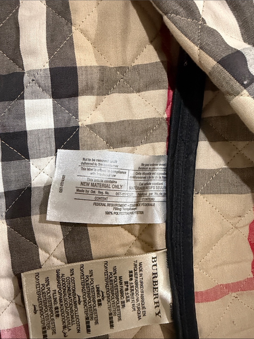 Authentic Burberry Black Quilted ' Jacket with Signature Plaid Lining - Picture 3 of 5